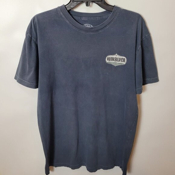 Quiksilver Waterman Blue Graphic Logo T-Shirt L 100% Cotton Short Sleeve Casual - Picture 7 of 9